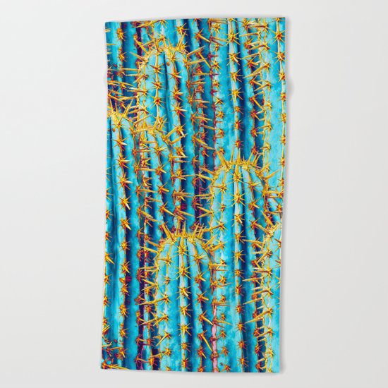 Neon Gold Cactus Beach Towel
