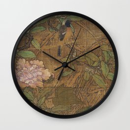Japanese Bird with Flowers Wall Clock | Floral, Garden, Flowers, Tapestry, Asia, Bird, Asian, Painting, Japan, Japanese 