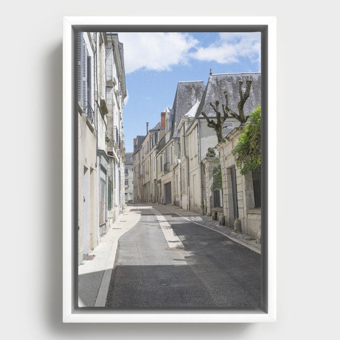 French street in medieval town of Chinon - summer travel photography Framed Canvas