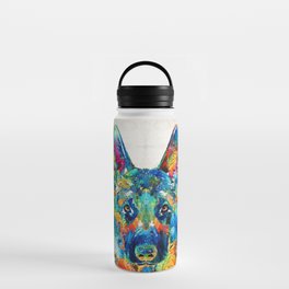 Colorful German Shepherd Dog Art By Sharon Cummings Water Bottle