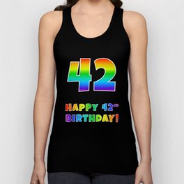 [ Thumbnail: HAPPY 42ND BIRTHDAY - Multicolored Rainbow Spectrum Gradient Tank Top ]