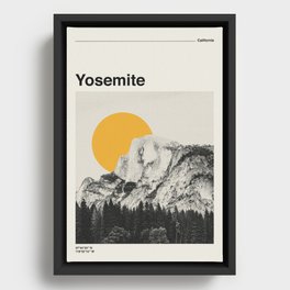 Retro Travel Poster, Yosemite National Park Collage Framed Canvas