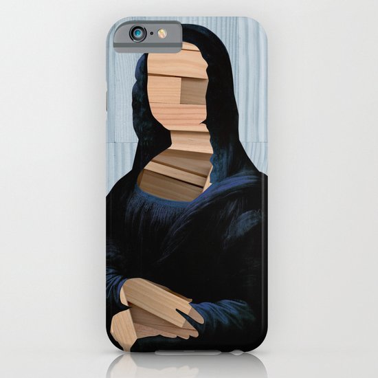 Mona Lisa - blue shining WoodCut Collage iPhone & iPod Case