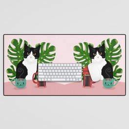 Tuxie Cat and Coffee Desk Mat