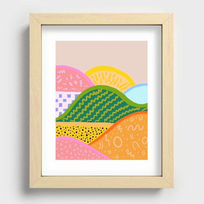 Sunset Rainbow Hills  Recessed Framed Print