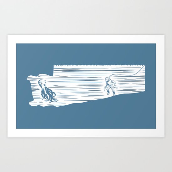 Deep Seasaw Diver Art Print