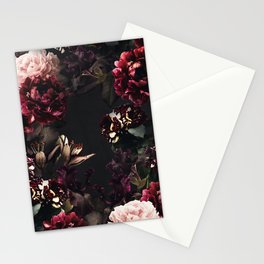 Vintage bouquets of garden flowers. Roses, dark red and pink peony.  Stationery Cards