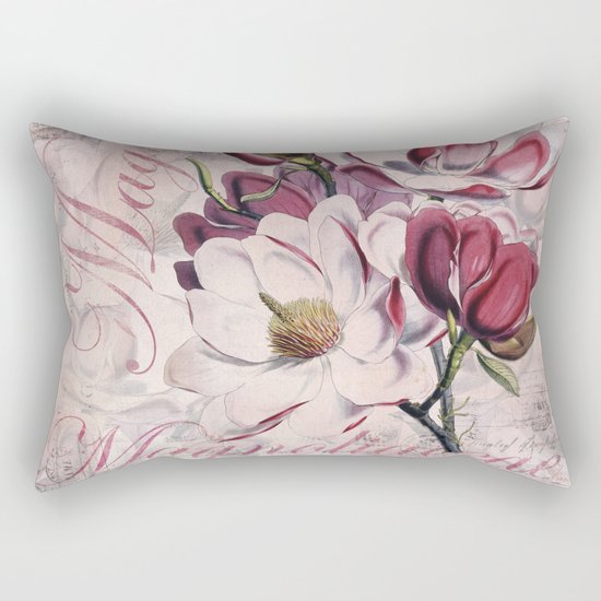 Vintage Magnolia flower illustration Rectangular Pillow