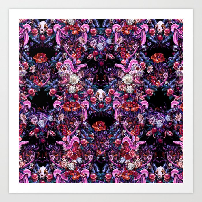 Snakes Skulls Bubblegum Gothic Xs Art Print By Frances Fulton Society6