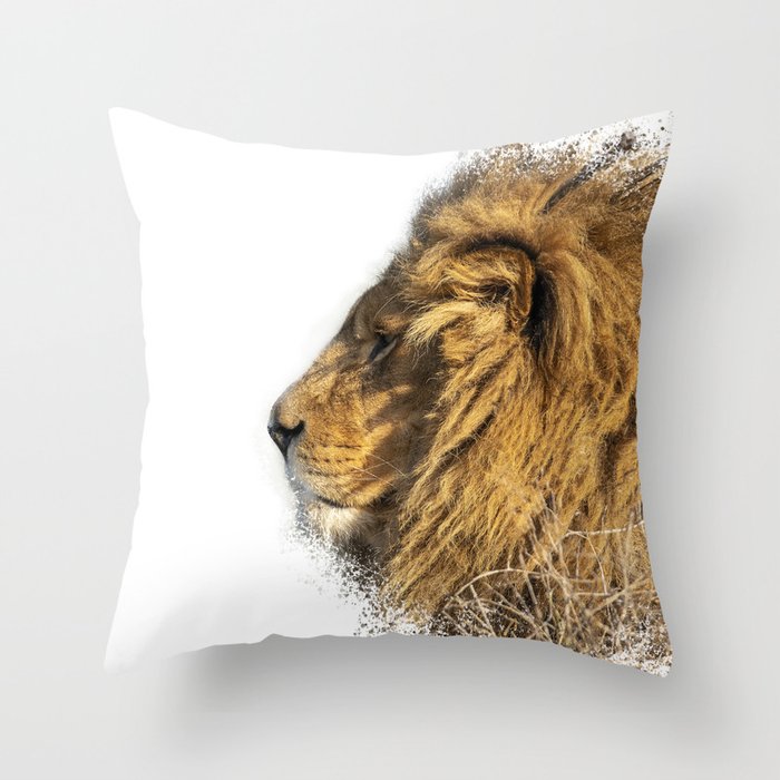 Lion Head Splatter Throw Pillow