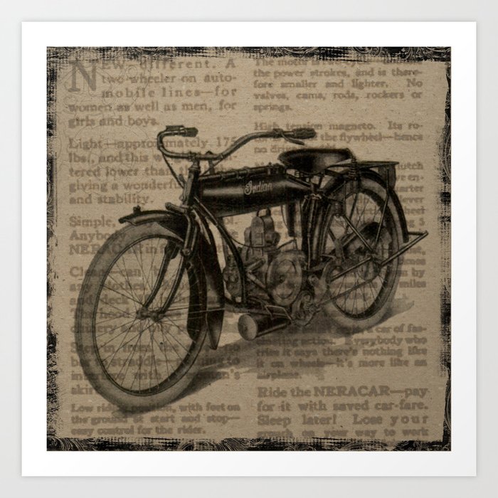 Vintage Indian Motorcycle Art Print