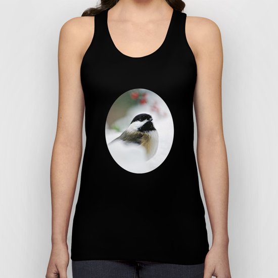 White Winter Chickadee Unisex Tank Top