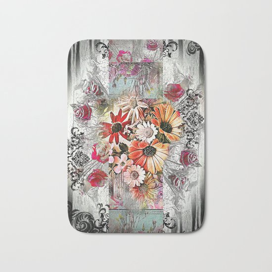 Victorian Flower Design Bath Mat