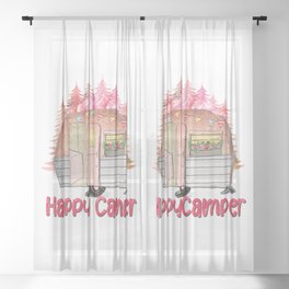 Happy Camper Pretty Girly Camping Sheer Curtain