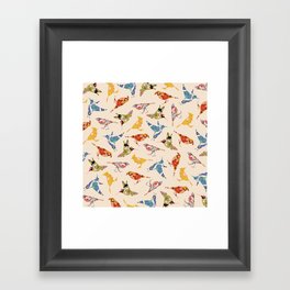 Vintage Wallpaper Birds Framed Art Print