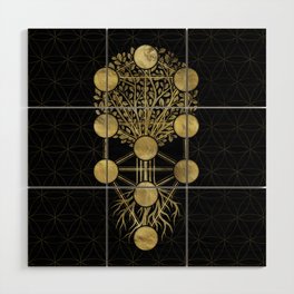 Kabbalah The Tree of Life Gold on Black N2 Wood Wall Art