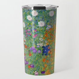 Gustav Klimt Flower Garden Floral Art Nouveau Travel Mug