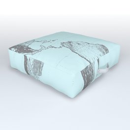 World Map : Gall Peters Aqua Outdoor Floor Cushion