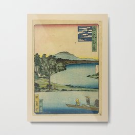 Isshusai Kunikazu - 100 Views of Naniwa: Nagara -Mitsugashira (1860s) Metal Print | Painting, Woodblock, Japan, Print, Oriental, Landscape, Mountain, Fineart, Asian, View 