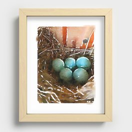 Bluebird Nest Recessed Framed Print