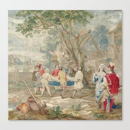 Antique 17th Century Rural Village Scene Flemish Tapestry Canvas Print