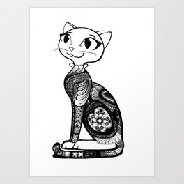 Cat portrait with motifs Art Print