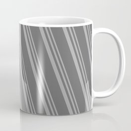 [ Thumbnail: Dark Grey & Dim Grey Colored Lines Pattern Coffee Mug ]