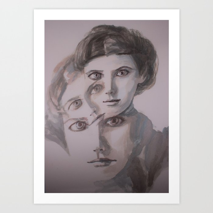 watercolor portrait of the Spirits in Her Head Art Print