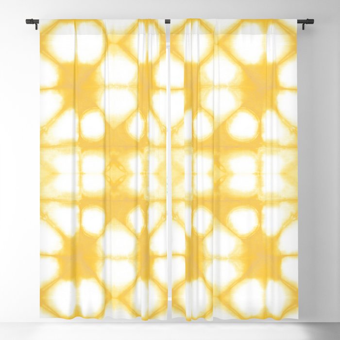 Shibori Ahi Yellow Blackout Curtain by Nina May Design Studio | Society6
