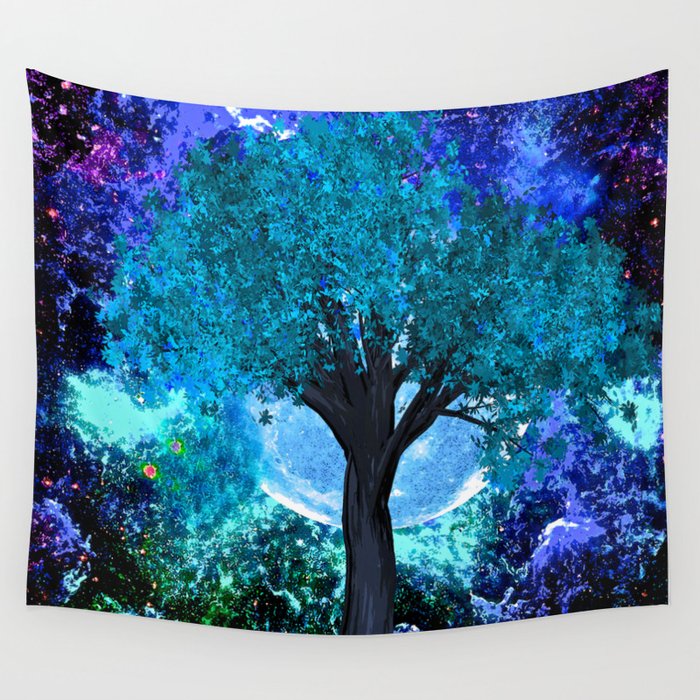 TREE MOON NEBULA DREAM Wall Tapestry