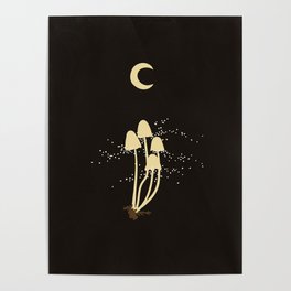 Mushroom and Moon, Magic and mystery vibes Poster