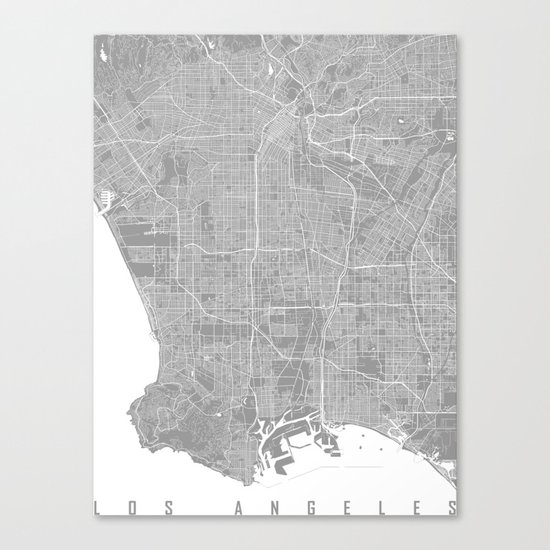Los Angeles map grey Canvas Print