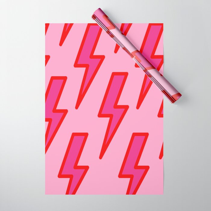 Pink and Red Y2k Lightning Bolt Wallpaper - Preppy Aesthetic Wrapping Paper
