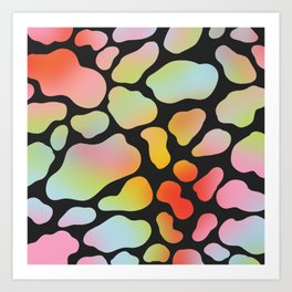Cute Colorful Cow Spots Pattern \\ Multicolor Gradient & Dark Charcoal Background Art Print