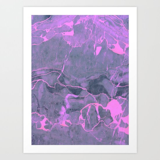 Grey and Pink Marble Art Print