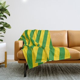 [ Thumbnail: Yellow & Forest Green Colored Stripes/Lines Pattern Throw Blanket ]