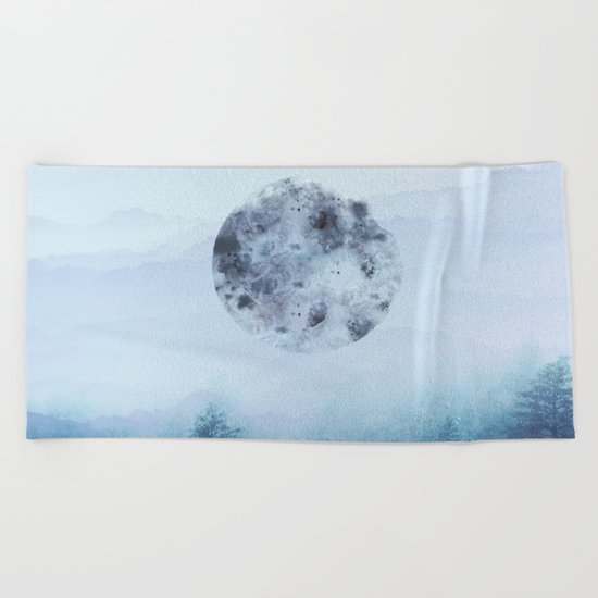 Watercolor Moon Beach Towel