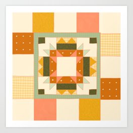 Vintage Quilt Square Art Print