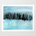 Dark Forest Across the Icy Lake Art Print