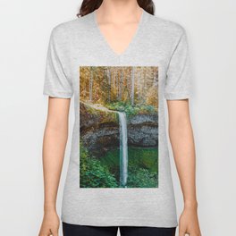 Oregon Waterfall V Neck T Shirt