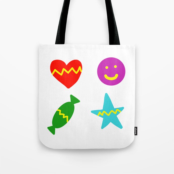 Happy Valentines Day : Heart, Star, Candy and Smile Emojie Tote Bag