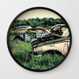 Days Gone By Wall Clock | Forgotten, Old, Color, Junk, Rusted, Cars, Photo 