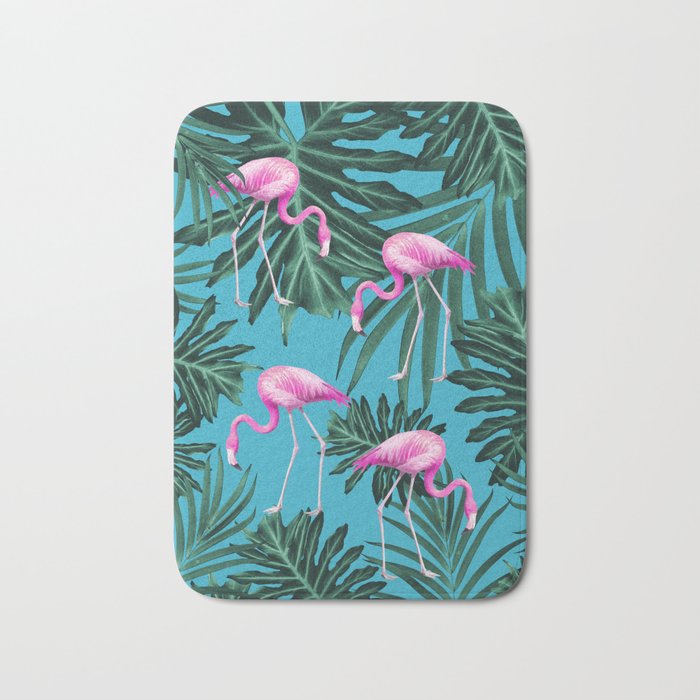 Summer Flamingo Jungle Vibes #2 #tropical #decor #art #society6 Bath Mat