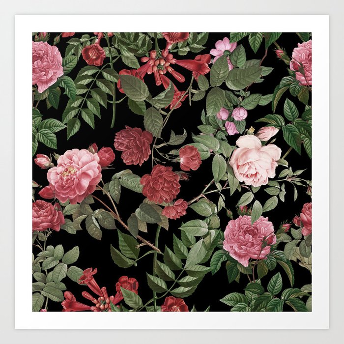 Vintage Roses, Floral Prints Art Print