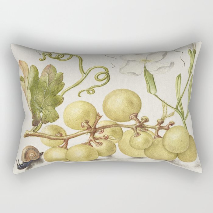 Vintage ornamental calligraphic art with grapes and flowers Rectangular Pillow