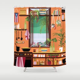 Puerto Rico Kitchen Shower Curtain