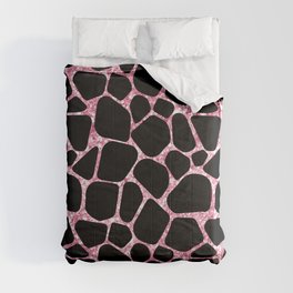 Black Pink Giraffe Skin Print Comforter