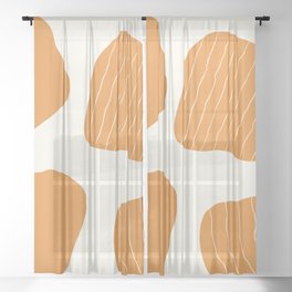 Mid century modern simple color stones with stripes 2 Sheer Curtain