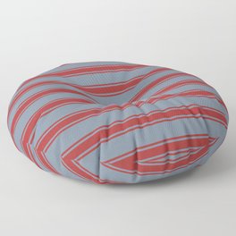 [ Thumbnail: Light Slate Gray & Brown Colored Pattern of Stripes Floor Pillow ]