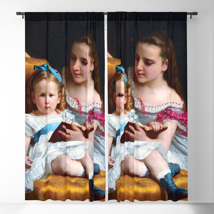 William Adolphe Bouguereau Portrait of Eva and Frances Johnston Blackout Curtain